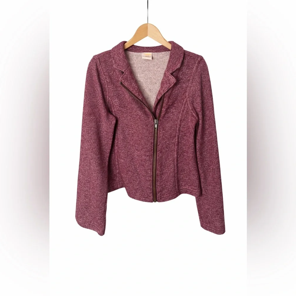 Gymboree Maroon Moto Jacket Girls Size 5/6 Heathered Zip Front Trendy Chic